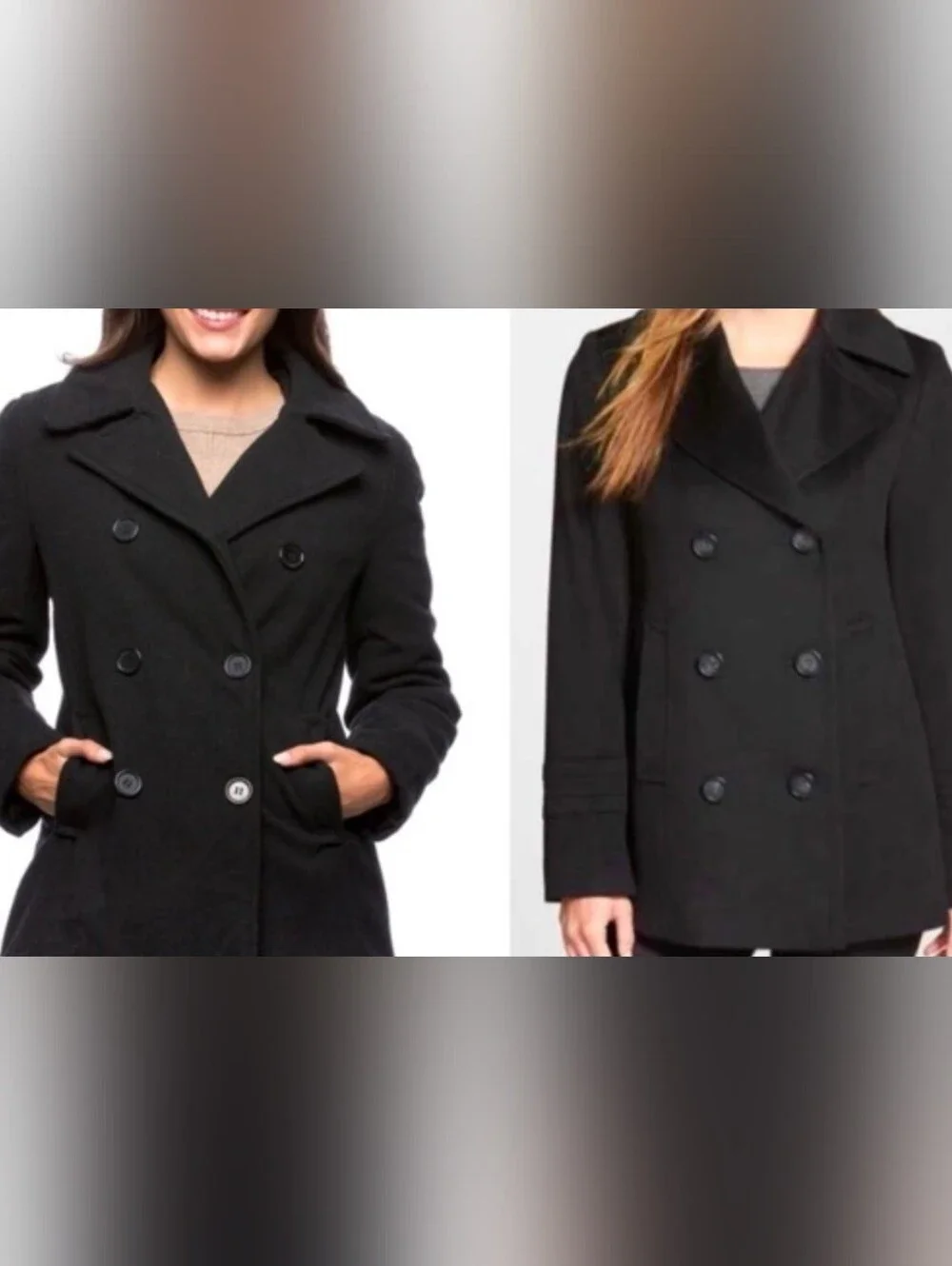 Women's MICHAEL Michael Kors Black Double-Breasted Peacoat Wool Blend XL